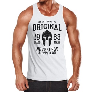 Neverless Tanktop Herren Tank-Top Original Gladiator Sparta Helm Athletic Vintage Muskelshirt Muscle Shirt Neverless® mit Print weiß XL
