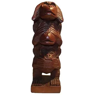 Simandra Holz Figur Skulptur Abstrakt Holzfigur Statue Afrika Asia Handarbeit Deko 3 Affen Größe Hoch