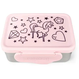 ergobag Edelstahl Brotdose mit Trennfach und Snack-Box, BPA-frei, Spülmaschinenfest Rosa