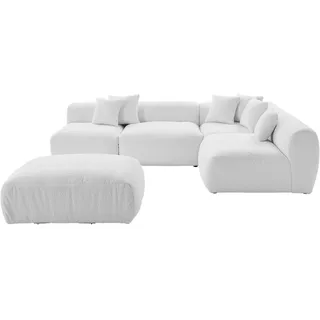 Livetastic Ecksofa Bloom, Weiß, Textil, 8-Sitzer, L-Form, 300x215 cm, Made in EU, erweiterbar, individuell planbar, Wohnzimmer, Sofas & Couches, Wohnlandschaften, Ecksofas