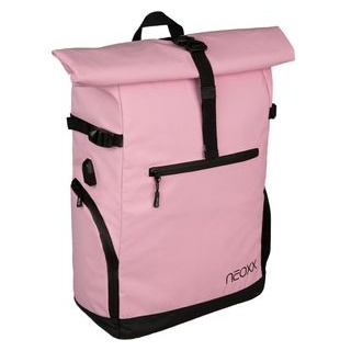 neoxx Rucksack Vibe Candy Roll-Top, rose, Laptopfach, recyceltes PET, 19L, 45cm, Damen