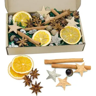 LuxusKollektion Dekohänger 52er Weihnachtsdeko Adventskranz Deko Set Natur Bastelset Echtmoos