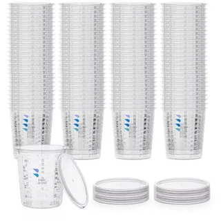 BENBOW Farbmischbehälter BenBow Profi-Messbecher (100 St), Profi-Messbecher 100x 385ml mit Deckel zum Mischen von Farben