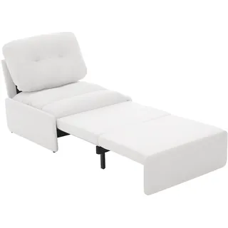Merax 2-in-1 Schlafsofa mit Ausziehfunktion – Einzelsessel & Gästebett, 195 × 81.5 × 90 cm, Leinenstoff, platzsparendes Multifunktionssofa, Weiß