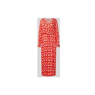Kleid aus Viskose mit Allover-Muster, Koralle, S