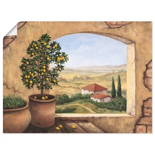 ARTland Poster Kunstdruck Wandposter Bild ohne Rahmen 80x60 cm Fensterblick Fenster Toskana Italien Landschaft Aussicht Malerei T5ZG