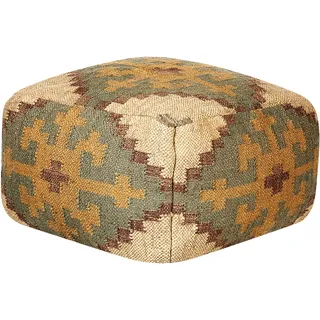 Beliani Pouf SARON Jute 50 x 30 x 50 cm Beige/Grün