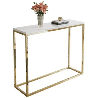 Lookway Konsolentisch MODERN HOCHGLANZ Konsolentisch mit goldfarbenem Chromgestell (1x Konsole), Breite 80/100 cm weiß 100 cm