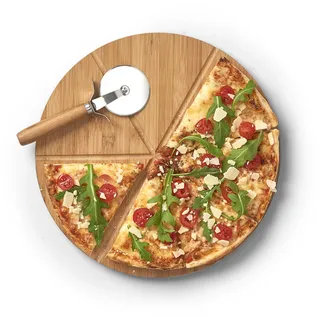 Zeller Pizza-Set Bambus/Metall 2-tlg. Ø 32 x 1,5 cm Natur
