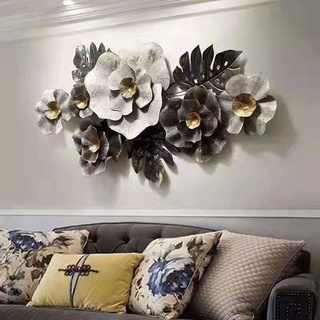 LIUSHI Retro 3D Wandbilder Wanddeko Metall Wohnzimmer Schlafzimmer Hintergrund, Blume Blätter Wandskulpturen Wanddekoration Deko Ornament Handgemachte