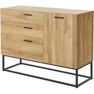 [en.casa] Sideboard Lavangen 75 x 100 x 35 cm Eicheoptik / Beige