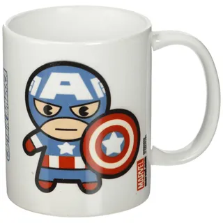 DC Universe Marvel Kawaii Captain America 11oz/315ml Kaffeetassen, Mehrfarbig, 7.9x11x9.3 cm