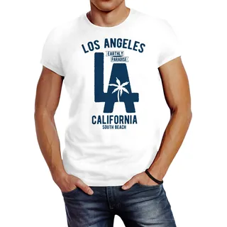 Neverless Herren T-Shirt Los Angeles California LA Palme Slim Fit - L