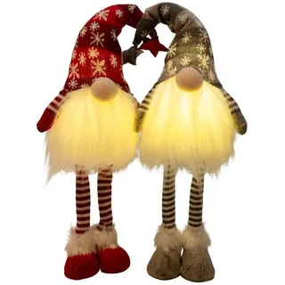 Christmas Paradise Weihnachtsfigur stehender XL Wichtel 50cm (70cm) mit Beleuchtung (Dekofiguren, 2 St., im Set), roter & grauer Gnom mit LED, 2 Designs, Weihnachtsdeko