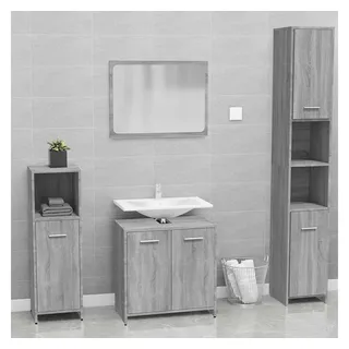 vidaXL Badmöbel-Set Grau Sonoma Holzwerkstoff