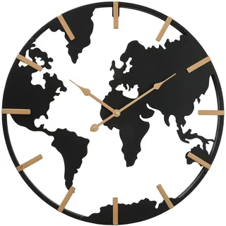 Wanduhr Earth II Schwarz/Goldfarben Ø ca. 50cm