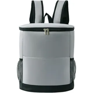 Surwin Isolierter Kühl Rucksack, Kühltasche Rucksack Auslaufsicher Wasserdicht Picknickrucksack 15L Tragbare Kühlrucksack Picknicktasche für Outdoor Picknick Camping BBQ (Grau,33x29x16cm)