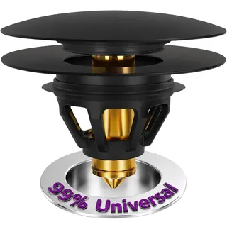M. ROSENFELD HOME Waschbeckenstöpsel Matt Schwarz mit Sieb – Universal Abflussstopfen Waschbecken Pop Up aus Messing 34–38 mm | Waschbecken Verschluss
