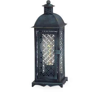 EGLO Tischlampe Winsham, Tischleuchte Laterne | Nachttischlampe aus Metall in Grün-Patina, orientalische Deko Lampe für Wohnzimmer, Schlafzimmer und Flur, E27 Fassung