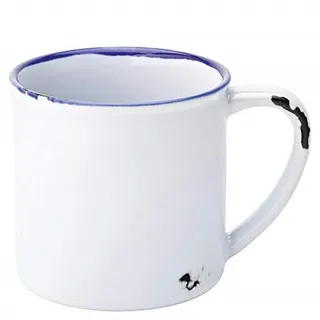 Utopia Avebury Blaue Tasse, 280 ml, 12 Stück, Vintage-Stil, Emaille, Kaffeetassen mit blauem Rand