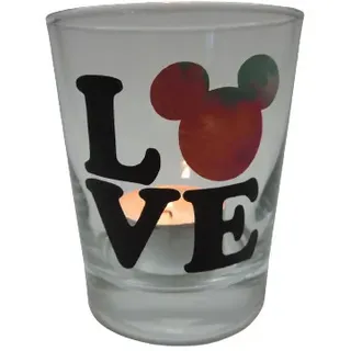 Teelicht Glas Windlicht print "Love Micky" anthrazit/bunt Ostern Handmade Deko
