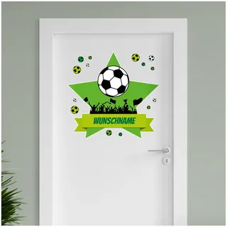 Finest Folia personalisierbarer Türaufkleber Wandtattoo Kinderzimmer für Tür Wand Mädchen Jungen Wandaufkleber mit Wunschname Wunschtext Türschild Aufkleber selbst gestalten (07 Fußball)