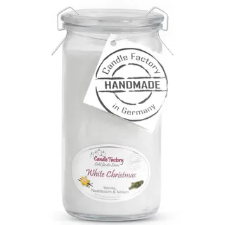 Landshop24 Duftkerze Candle-Factory Duftkerze aus Stearin im Weckglas Mini Jumbo (Duft: White Christmas), brennt bis zu 70h