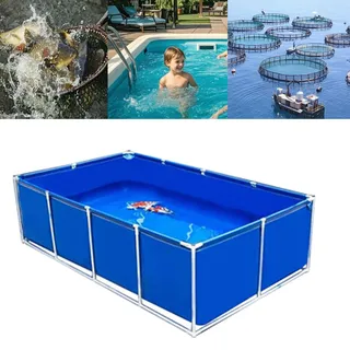 Großer gerahmter rechteckiger Swimmingpool, oberirdischer Stahlrahmen, Outdoor-Gartenpool für Familien & Kinder, Kapazität, einfache Montage, robuster Metallrahmen, inklusive Reparaturflicken