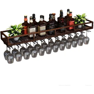 Weinregal Wand Flaschenregal Schmal Wine Rack mit Weinglashalter Bar Regal Wand Weinflaschenhalter Wandregal Küche Weinschrank Wandmontage für Esszimmer Home Bar Küche ( Color : Bronze , Size : 120*25