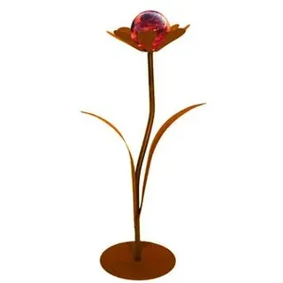 Ferrum Metall-Blume Jessy mit Glaskugel, ca. H77 cm, Rot
