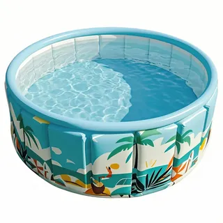 PithCogent Zusammenklappbarer Pool, Nicht aufblasbarer Faltbarer Pool, einfache Einrichtung mit einem klick für Jungen, Mädchen, Haustiere, Ozeanblau, 35, 4 x 17, 7 Zoll