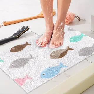 Duschmatte rutschfest 40x60 cm: Weich Komfort Antirutschmatte Dusche mit Ablauflöchern, PVC-Luffa Massage Badematte, Duschwanneneinlage rutschfest für Senioren und Kinder