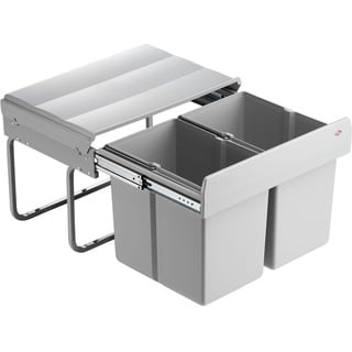 Wesco Double-Shorty Einbau-Mülleimer 2 Fächer, Mülltrennsystem Küche 30 Liter