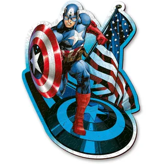 Trefl – Konturenpuzzle aus Holz: Marvel Avengers, Furchtloser Kapitän Amerika – 160 Stücke, Wood Craft, Unregelmäßige Formen, 10 Figuren, Premium Puzzlespiel, für Erwachsene und Kinder ab 9 Jahren