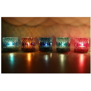 Casa Moro Windlicht Marokkanisches Mosaik Glas-Windlicht Rayan-S Ø 8cm in 5 Farben (Ramadan Dekoration Kerzenständer rund Kerzenhalter, 5-er Set), Teelichthalter bunt orientalisch Glaswindlicht WZ170-S blau|bunt|gelb|grün|rot