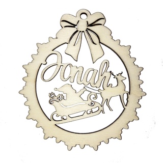 Holz Weihnachtskugeln Christbaumschmuck Weihnachtsbaum - Anhänger Ornament mit Wunschname Name Personalisiert