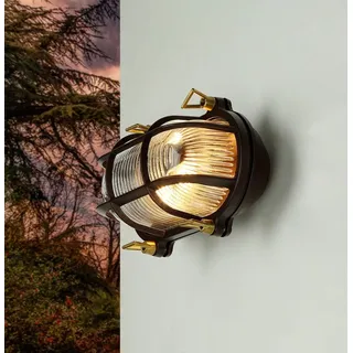 Licht-Erlebnisse Außenleuchte Glas Messing B: 21 cm E27 IP64 Lieferumfang: ohne Leuchtmittel braun
