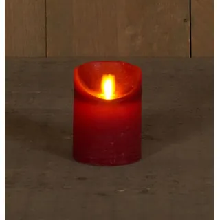 Anna's Collection Stumpfe Kerze - LED - bordeauxrot - H10 cm - bewegliche Flamme - Kerze - Rot