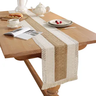 Rustikale Makramee-tischdecke Aus Baumwolle, 180 X 30 Cm, Kaffeefarben, Tischdekoration Im Landhausstil Für Hochzeiten Und Feiern