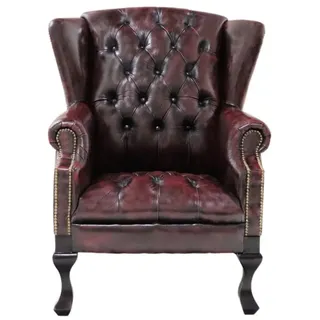 Sessel Chesterfield Chester aus echtem Rindsleder New Red
