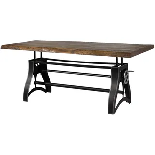 Esstisch Küchentisch Tisch 220x100 höhenverstellbar Holz massiv echte Baumkante