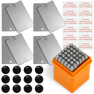 CONDOLD Bitcoin-Geldbörsen-Set aus Stahl, inkl. Kryptowährungssamenaufbewahrung und 36 Stück, Zahlen- und Großbuchstaben, Stahl, Metall, 3 mm, ERC20 und mehr, 4 Sets