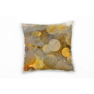 Paul Sinus Art Abstrakt, Gold, braun, Kreise Deko Kissen 40x40cm für Couch Sofa Lounge Zierkissen - Dekoration zum Wohlfühlen