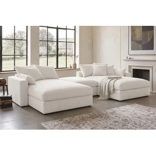OTTO home Wohnlandschaft Cosy Lounge U-Form, Breite 385 cm, Mega-Sofa mit Cordstoff bezogen, mit Federkern & 5 Zierkissen beige
