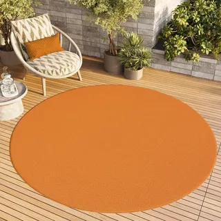 TAPISO Mono Rund Teppich Kurzflor Indoor Outdoor UV-beständig Orange Einfarbig Wohnzimmer Schlafzimmer Kinderzimmer Modern Design ÖKO-TEX 240 x 240 cm