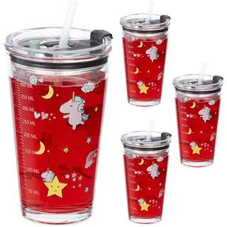 Relaxdays Kindergläser 4er Set 0,45 l