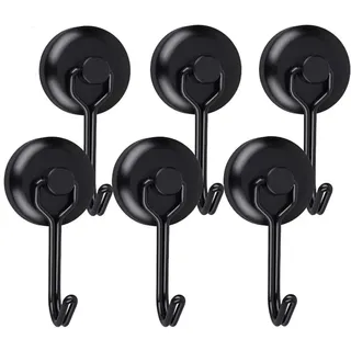 YADODO Magnethaken Extra Stark für Grill 13KG Neodym Magnet Haken Edelstahl Magnete Mit Haken Drehbar Magnetischer Haken für Decke Magnettafel Küche Büro Schließfächer 6 Stück Schwarz
