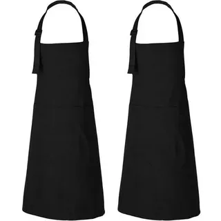 Kochschürze Baumwolle 69 x 89 cm 3 Taschen Frauen Männer 2 Schwarz