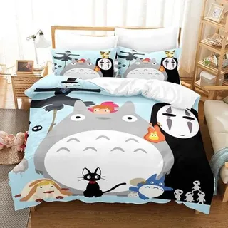 Klvgtifs Pu – 3-teiliges Bettwäscheset, Bettbezug 150 X 200 Cm + 2 Kissenbezüge 50 X 75 Cm Aus Superweicher Mikrofaser, Anime-03