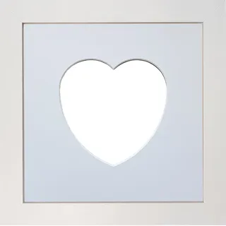 H7 Bilderrahmen mit weißem Herz-Passepartout, 25,4 x 25,4 cm, für Bildgröße 15,2 x 15,2 cm, Weiß